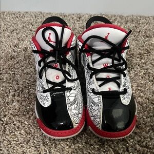 Jordan Kids' Black, White, and Red Sneakers
